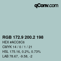 Color code: RGB 172.9 200.2 198 | qconv.com