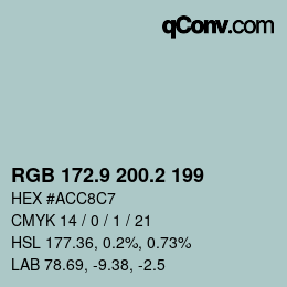 カラーコード: RGB 172.9 200.2 199 | qconv.com