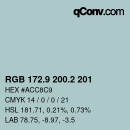 Color code: RGB 172.9 200.2 201 | qconv.com