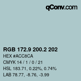 Color code: RGB 172.9 200.2 202 | qconv.com