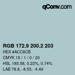 Color code: RGB 172.9 200.2 203 | qconv.com