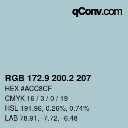 Color code: RGB 172.9 200.2 207 | qconv.com