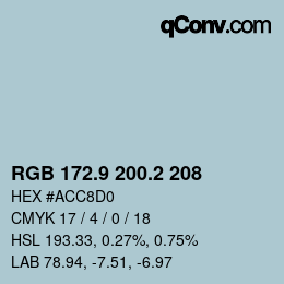 Color code: RGB 172.9 200.2 208 | qconv.com