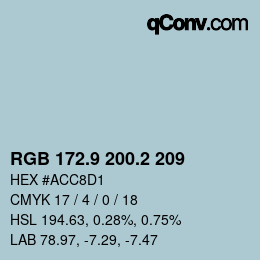 カラーコード: RGB 172.9 200.2 209 | qconv.com
