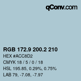 Color code: RGB 172.9 200.2 210 | qconv.com