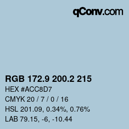 Color code: RGB 172.9 200.2 215 | qconv.com