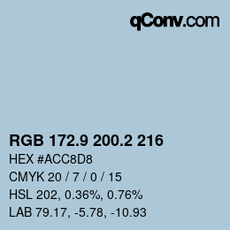 Color code: RGB 172.9 200.2 216 | qconv.com