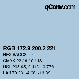 カラーコード: RGB 172.9 200.2 221 | qconv.com
