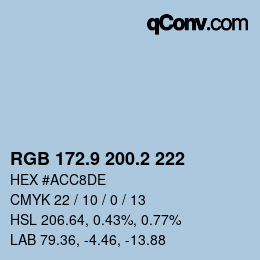 Color code: RGB 172.9 200.2 222 | qconv.com