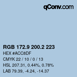 Color code: RGB 172.9 200.2 223 | qconv.com