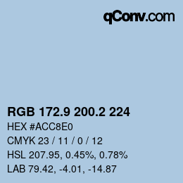 Color code: RGB 172.9 200.2 224 | qconv.com