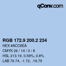 Color code: RGB 172.9 200.2 234 | qconv.com