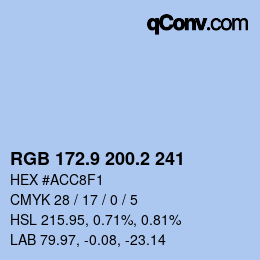 Color code: RGB 172.9 200.2 241 | qconv.com