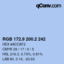Color code: RGB 172.9 200.2 242 | qconv.com