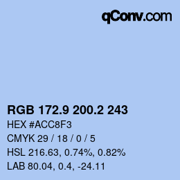 カラーコード: RGB 172.9 200.2 243 | qconv.com