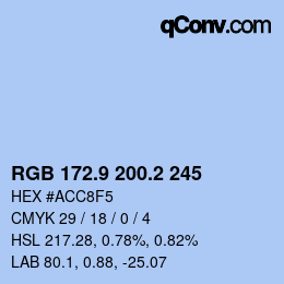 Color code: RGB 172.9 200.2 245 | qconv.com