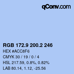 Color code: RGB 172.9 200.2 246 | qconv.com