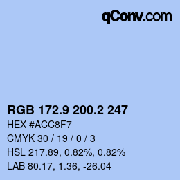 Color code: RGB 172.9 200.2 247 | qconv.com