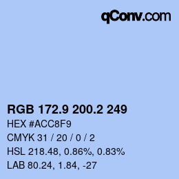 Color code: RGB 172.9 200.2 249 | qconv.com