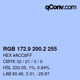 Color code: RGB 172.9 200.2 255 | qconv.com