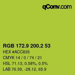 カラーコード: RGB 172.9 200.2 53 | qconv.com