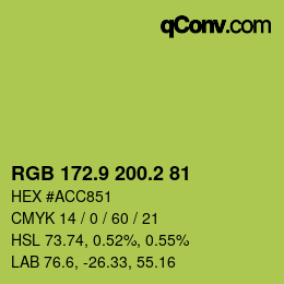 カラーコード: RGB 172.9 200.2 81 | qconv.com