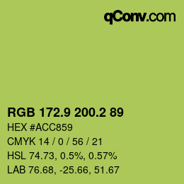 カラーコード: RGB 172.9 200.2 89 | qconv.com