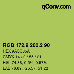 カラーコード: RGB 172.9 200.2 90 | qconv.com