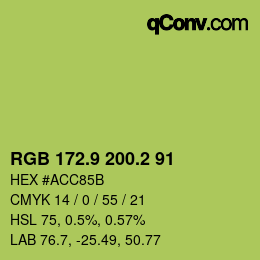 カラーコード: RGB 172.9 200.2 91 | qconv.com