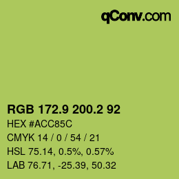 カラーコード: RGB 172.9 200.2 92 | qconv.com