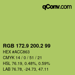 カラーコード: RGB 172.9 200.2 99 | qconv.com