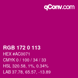 Color code: RGB 172 0 113 | qconv.com
