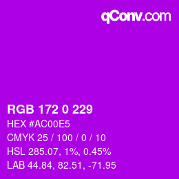 Color code: RGB 172 0 229 | qconv.com