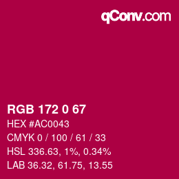 Color code: RGB 172 0 67 | qconv.com