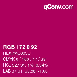 颜色代码: RGB 172 0 92 | qconv.com