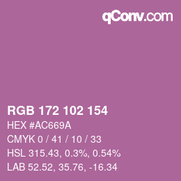 Color code: RGB 172 102 154 | qconv.com