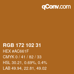 Color code: RGB 172 102 31 | qconv.com