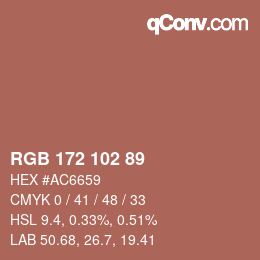 Color code: RGB 172 102 89 | qconv.com