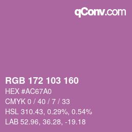 Color code: RGB 172 103 160 | qconv.com