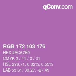 カラーコード: RGB 172 103 176 | qconv.com