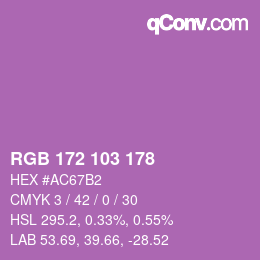 Color code: RGB 172 103 178 | qconv.com