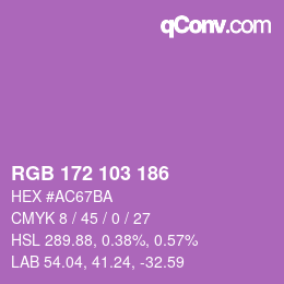 Color code: RGB 172 103 186 | qconv.com