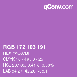 Color code: RGB 172 103 191 | qconv.com