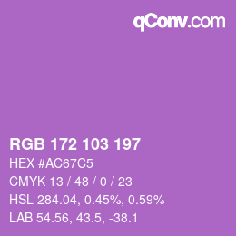 カラーコード: RGB 172 103 197 | qconv.com
