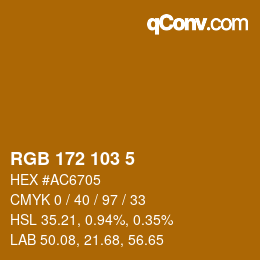 Color code: RGB 172 103 5 | qconv.com