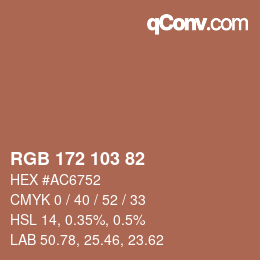 Color code: RGB 172 103 82 | qconv.com