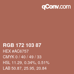 Color code: RGB 172 103 87 | qconv.com
