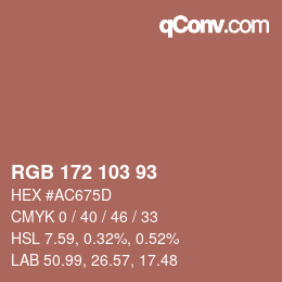 颜色代码: RGB 172 103 93 | qconv.com