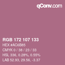 Color code: RGB 172 107 133 | qconv.com