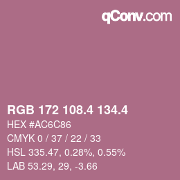カラーコード: RGB 172 108.4 134.4 | qconv.com